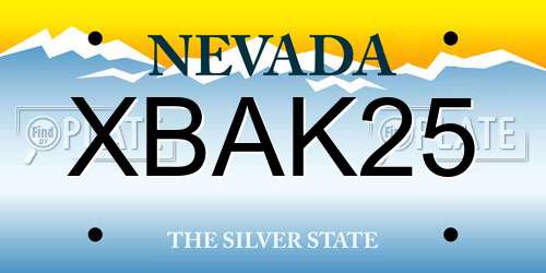 XBAK25 Nevada License Plate
