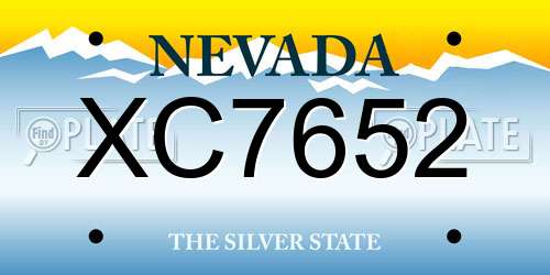XC7652 Nevada License Plate