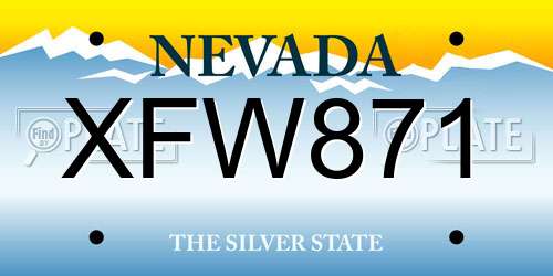 XFW871 Nevada License Plate
