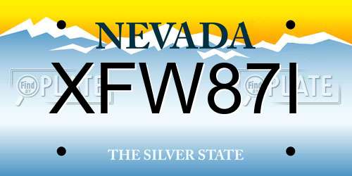 XFW87I Nevada License Plate
