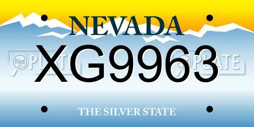 XG9963 Nevada License Plate