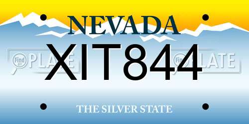 XIT844 Nevada License Plate