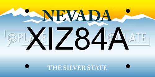 XIZ84A Nevada License Plate