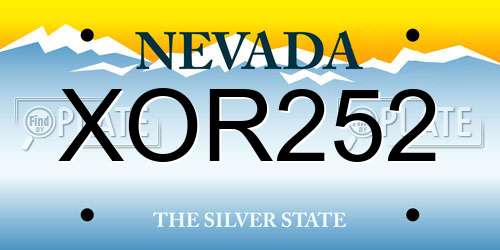 XOR252 Nevada License Plate