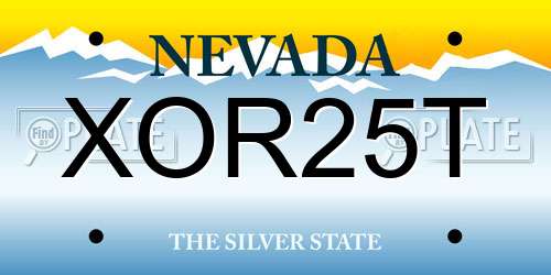 XOR25T Nevada License Plate