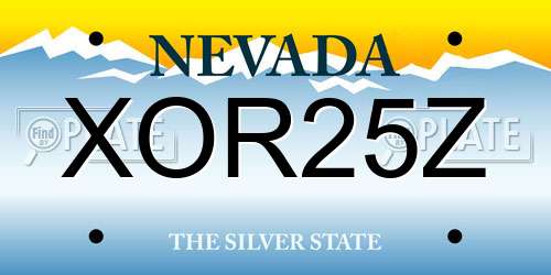XOR25Z Nevada License Plate