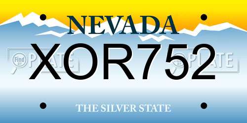 XOR752 Nevada License Plate