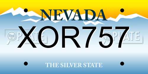 XOR757 Nevada License Plate