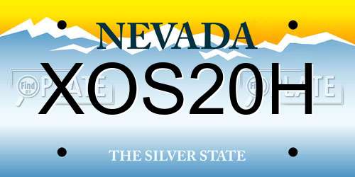 XOS20H Nevada License Plate