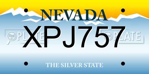 XPJ757 Nevada License Plate