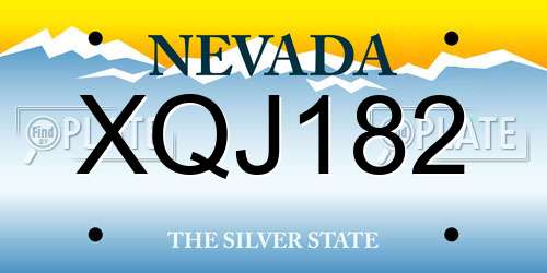 XQJ182 Nevada License Plate