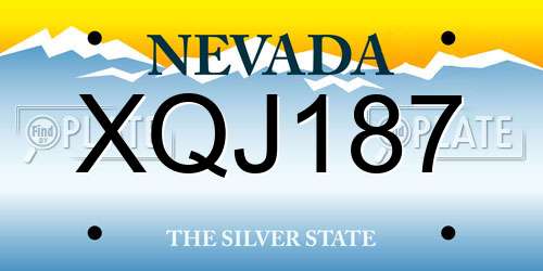 XQJ187 Nevada License Plate