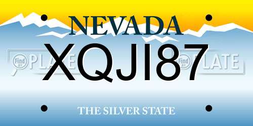 XQJI87 Nevada License Plate