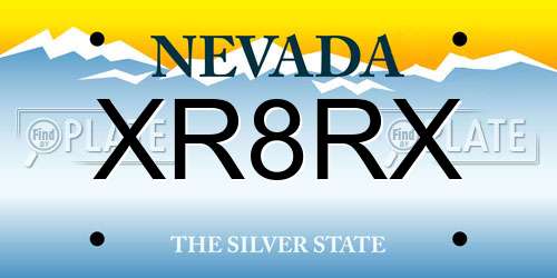 XR8RX Nevada License Plate