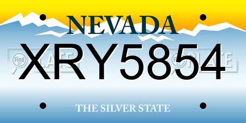 XRY5854 Nevada License Plate