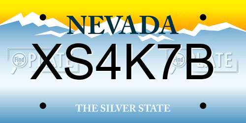 XS4K7B Nevada License Plate