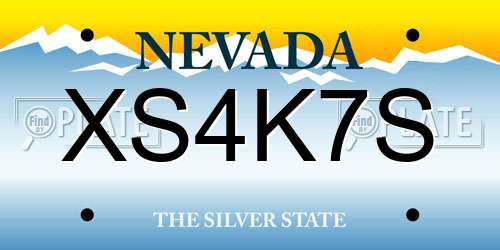 XS4K7S Nevada License Plate