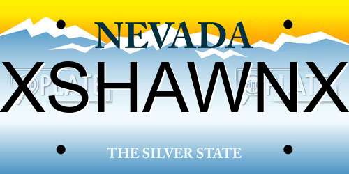 XSHAWNX Nevada License Plate