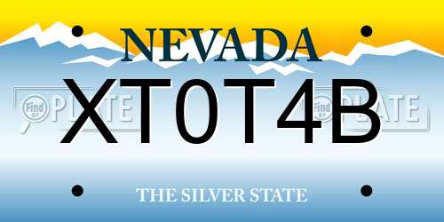 XT0T4B Nevada License Plate