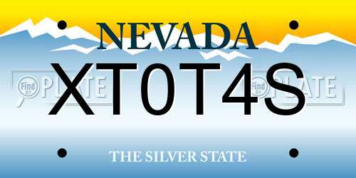 XT0T4S Nevada License Plate