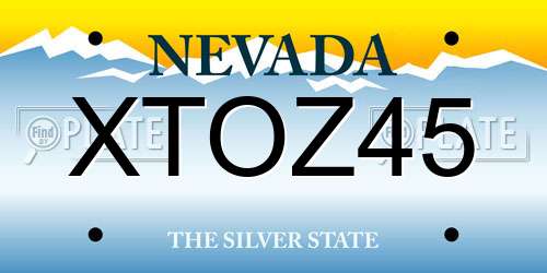 XTOZ45 Nevada License Plate