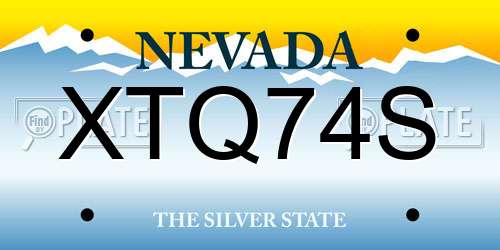 XTQ74S Nevada License Plate