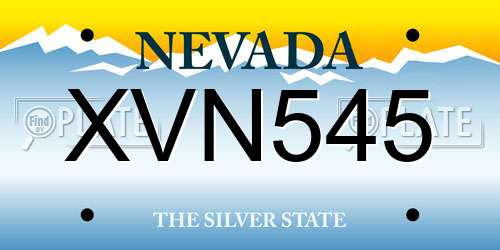 XVN545 Nevada License Plate