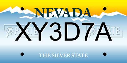 XY3D7A Nevada License Plate