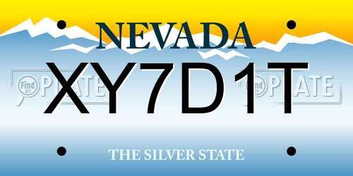 XY7D1T Nevada License Plate