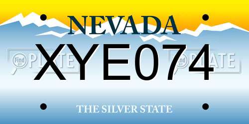 XYE074 Nevada License Plate
