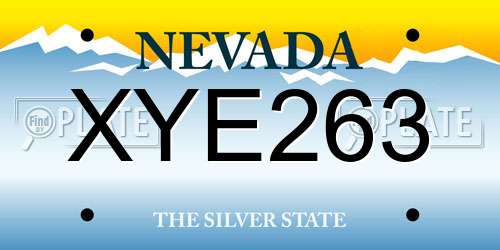 XYE263 Nevada License Plate