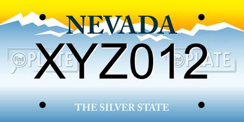 XYZ012 Nevada License Plate