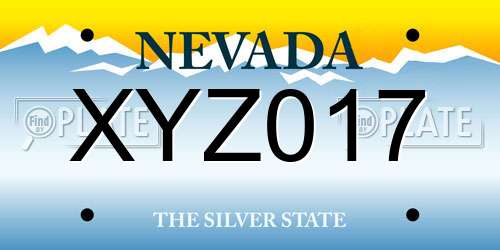 XYZ017 Nevada License Plate