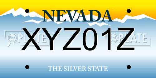 XYZ01Z Nevada License Plate