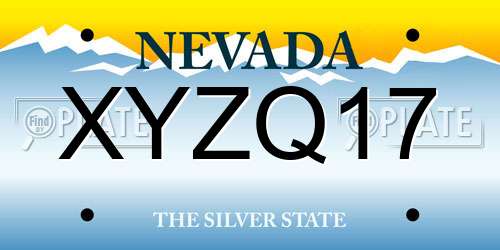 XYZQ17 Nevada License Plate