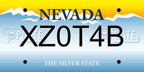 XZ0T4B Nevada License Plate