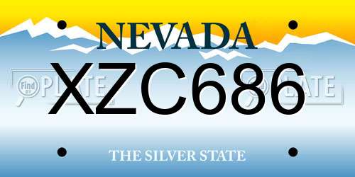 XZC686 Nevada License Plate