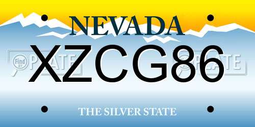 XZCG86 Nevada License Plate