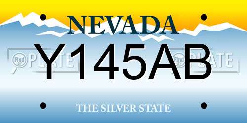 Y145AB Nevada License Plate