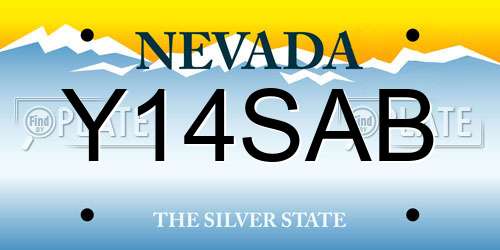 Y14SAB Nevada License Plate