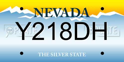 Y218DH Nevada License Plate