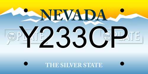 Y233CP Nevada License Plate