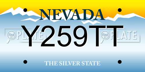 Y259TT Nevada License Plate