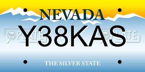 Y38KAS Nevada License Plate