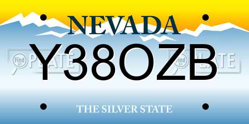 Y38OZB Nevada License Plate