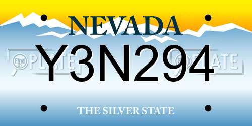 Y3N294 Nevada License Plate
