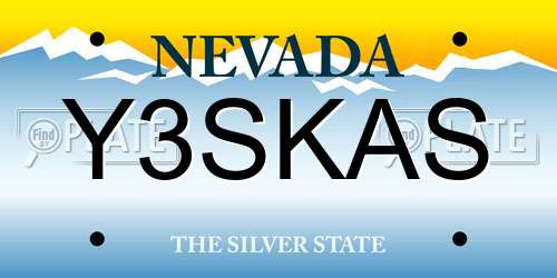 Y3SKAS Nevada License Plate