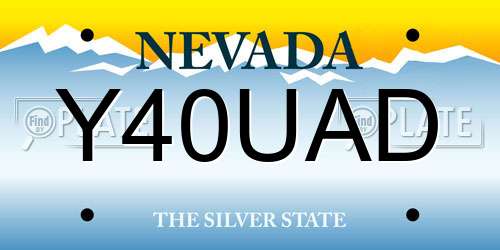 Y40UAD Nevada License Plate