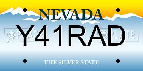Y41RAD Nevada License Plate