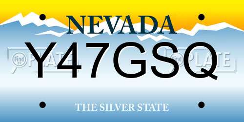 Y47GSQ Nevada License Plate